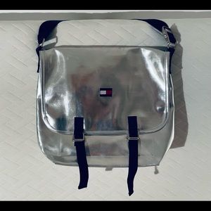 Vintage Tommy Hilfiger silver metallic messenger bag